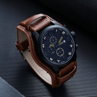 Foto 3 | Foto 3 | Reloj Burei Sports Chronograph Para Hombre Con Correa De Piel Marrón - Venta Internacional.