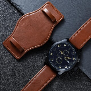 Foto 4 | Foto 4 | Reloj Burei Sports Chronograph Para Hombre Con Correa De Piel Marrón - Venta Internacional.