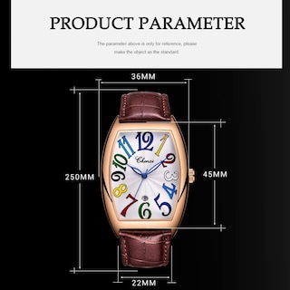 Foto 6 | Foto 6 | Reloj Tiong Brown Con Correa De Piel Cuadrada Para Hombre, Diseño Luminoso - Venta Internacional.