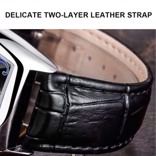 Foto 6 | Foto 6 | Reloj Tiong Con Correa Cuadrada De Cuero Negro, Diseño Luminoso, Para Hombre - Venta Internacional.