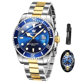 Foto 1 | Foto 1 | Reloj Olevs Para Hombre, Redondo, De Cuarzo, De Negocios, Con Esfera Azul Impermeable - Venta Internacional.