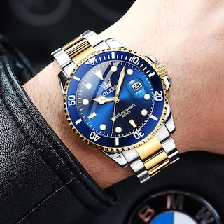 Foto 2 | Foto 2 | Reloj Olevs Para Hombre, Redondo, De Cuarzo, De Negocios, Con Esfera Azul Impermeable - Venta Internacional.