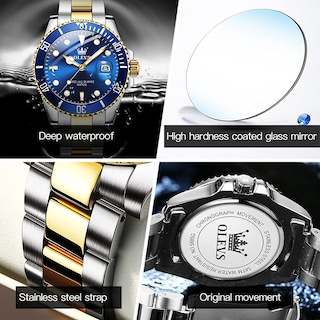 Foto 4 | Foto 4 | Reloj Olevs Para Hombre, Redondo, De Cuarzo, De Negocios, Con Esfera Azul Impermeable - Venta Internacional.