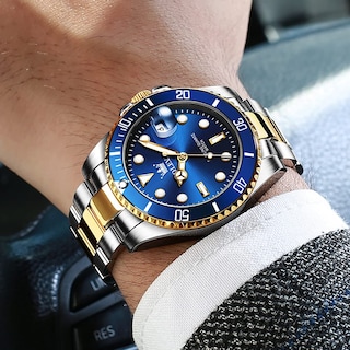 Foto 5 | Foto 5 | Reloj Olevs Para Hombre, Redondo, De Cuarzo, De Negocios, Con Esfera Azul Impermeable - Venta Internacional.