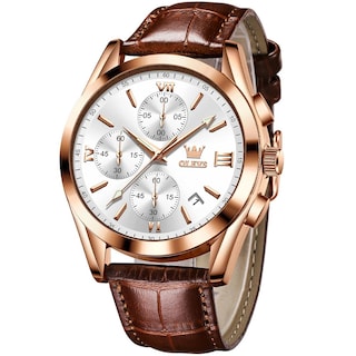 Foto 1 | Foto 1 | Reloj Olevs Con Cronógrafo Luminoso De Cuero Impermeable Para Hombre - Venta Internacional.