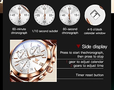 Foto 5 | Foto 5 | Reloj Olevs Con Cronógrafo Luminoso De Cuero Impermeable Para Hombre - Venta Internacional.
