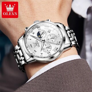 Foto 7 | Foto 7 | Reloj Olevs Para Hombre, Cronógrafo Analógico De Cuarzo, Acero Inoxidable - Venta Internacional.