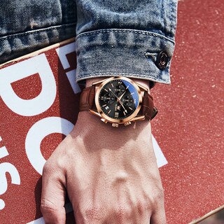 Foto 4 | Foto 4 | Reloj Olevs De Cuero Marrón Con Calendario Grande Impermeable Para Hombre - Venta Internacional.