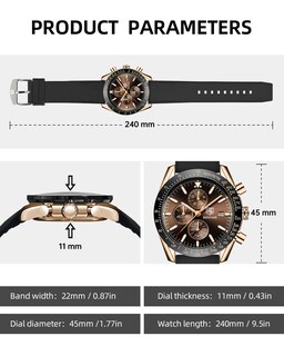 Foto 4 | Foto 4 | Reloj By Benyar, Cronógrafo Analógico De Cuarzo, 30 M, Resistente Al Agua Para Hombre - Venta Internacional.