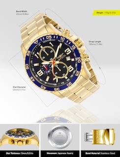 Foto 3 | Foto 3 | Reloj Invicta 14878 Specialty Chronograph Para Hombre En Acero Dorado - Venta Internacional.