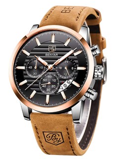 Foto 1 | Foto 1 | Reloj Benyar Quartz Chronograph De Piel Impermeable Para Hombre - Venta Internacional.