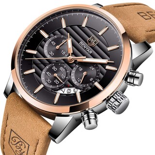 Foto 2 | Foto 2 | Reloj Benyar Quartz Chronograph De Piel Impermeable Para Hombre - Venta Internacional.