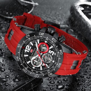 Foto 2 | Foto 2 | Reloj Aimes Para Hombre, Deportivo, Militar, Impermeable, Cronógrafo Rojo - Venta Internacional.