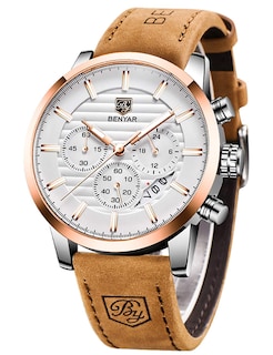 Foto 1 | Foto 1 | Reloj Benyar Quartz Chronograph Impermeable Para Hombre Marrón - Venta Internacional.