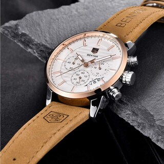 Foto 5 | Foto 5 | Reloj Benyar Quartz Chronograph Impermeable Para Hombre Marrón - Venta Internacional.