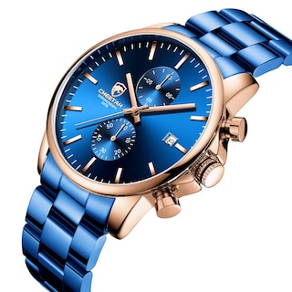 Foto 2 | Foto 2 | Reloj Golden Hour Cronógrafo De Acero Inoxidable Chapado En Azul Para Hombre - Venta Internacional.