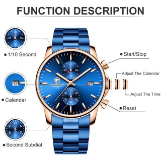 Foto 3 | Foto 3 | Reloj Golden Hour Cronógrafo De Acero Inoxidable Chapado En Azul Para Hombre - Venta Internacional.