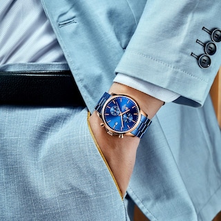 Foto 7 | Foto 7 | Reloj Golden Hour Cronógrafo De Acero Inoxidable Chapado En Azul Para Hombre - Venta Internacional.