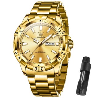 Foto 1 | Foto 1 | Reloj Olevs Gold De Acero Inoxidable Impermeable Para Hombre 30 M - Venta Internacional.
