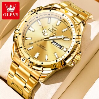 Foto 2 | Foto 2 | Reloj Olevs Gold De Acero Inoxidable Impermeable Para Hombre 30 M - Venta Internacional.