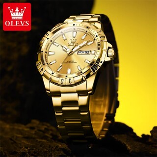 Foto 6 | Foto 6 | Reloj Olevs Gold De Acero Inoxidable Impermeable Para Hombre 30 M - Venta Internacional.