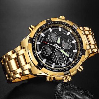 Foto 4 | Foto 4 | Reloj Golden Hour De Lujo De Acero Inoxidable Analógico Digital Para Hombre A Prueba De Agua - Venta Internacional.