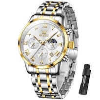 Reloj Olevs Con Cronógrafo Para Hombre, Esfera Blanca, Acero Inoxidable - Venta Internacional.