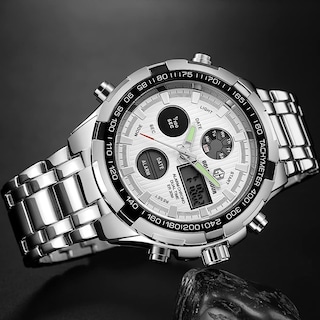 Foto 4 | Foto 4 | Reloj Golden Hour De Lujo De Acero Inoxidable Analógico Digital Para Hombre A Prueba De Agua - Venta Internacional.