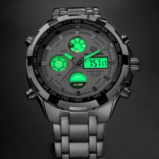 Foto 5 | Foto 5 | Reloj Golden Hour De Lujo De Acero Inoxidable Analógico Digital Para Hombre A Prueba De Agua - Venta Internacional.