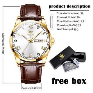 Foto 7 | Foto 7 | Reloj Olevs - Correa De Piel Para Hombre Con Fecha Y Día, Color Marrón Y Dorado - Venta Internacional.