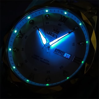 Foto 4 | Foto 4 | Reloj Olevs Para Hombre, Acero Inoxidable Azul, Impermeable Con Diamante - Venta Internacional.