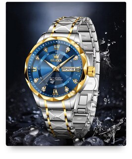 Foto 5 | Foto 5 | Reloj Olevs Para Hombre, Acero Inoxidable Azul, Impermeable Con Diamante - Venta Internacional.