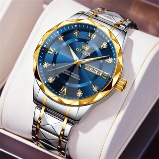 Foto 7 | Foto 7 | Reloj Olevs Para Hombre, Acero Inoxidable Azul, Impermeable Con Diamante - Venta Internacional.