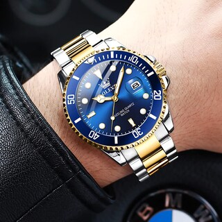 Foto 3 | Foto 3 | Reloj Olevs Pro Diver De Dos Tonos, Dorado Y Azul Para Hombre, Impermeable - Venta Internacional.