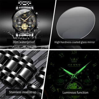 Foto 5 | Foto 5 | Reloj Olevs Black Fashion Chronograph De Acero Inoxidable Para Hombre - Venta Internacional.