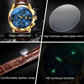 Foto 5 | Foto 5 | Reloj Olevs Chronograph De Piel Para Hombre Con Fecha Impermeable - Venta Internacional.