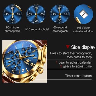 Foto 6 | Foto 6 | Reloj Olevs Chronograph De Piel Para Hombre Con Fecha Impermeable - Venta Internacional.