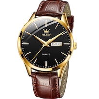 Reloj Olevs, Correa De Piel Para Hombre Con Fecha Y Día, Resistente Al Agua Hasta 3 Atm - Venta Internacional.