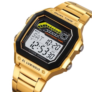 Foto 3 | Foto 3 | Reloj Pasoy Digital Dorado De Acero Inoxidable Impermeable Para Hombre - Venta Internacional.