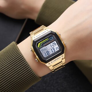 Foto 5 | Foto 5 | Reloj Pasoy Digital Dorado De Acero Inoxidable Impermeable Para Hombre - Venta Internacional.