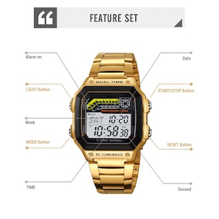 Foto 6 | Foto 6 | Reloj Pasoy Digital Dorado De Acero Inoxidable Impermeable Para Hombre - Venta Internacional.