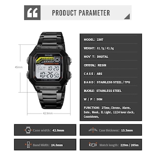 Foto 7 | Foto 7 | Reloj Pasoy Digital Dorado De Acero Inoxidable Impermeable Para Hombre - Venta Internacional.