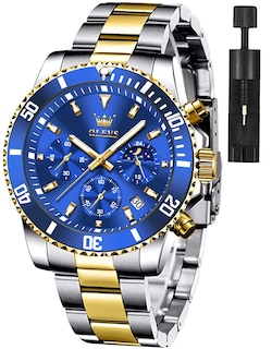 Foto 1 | Foto 1 | Reloj De Pulsera Olevs Blue Classic Para Hombre Con Cronógrafo De Fecha - Venta Internacional.