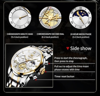 Foto 5 | Foto 5 | Reloj Olevs De Lujo Plateado Analógico De Cuarzo De Acero Inoxidable Para Hombre - Venta Internacional.