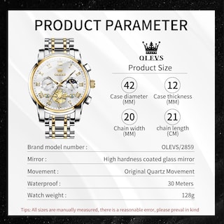 Foto 6 | Foto 6 | Reloj Olevs De Lujo Plateado Analógico De Cuarzo De Acero Inoxidable Para Hombre - Venta Internacional.