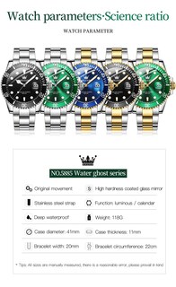 Foto 6 | Foto 6 | Reloj Olevs Para Hombre, Redondo, De Cuarzo, Esfera Verde, 41 Mm - Venta Internacional.