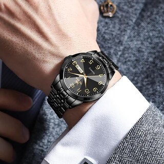 Foto 3 | Foto 3 | Vestido De Negocios Minimalista Negro Watch Olevs Para Hombre - Venta Internacional.