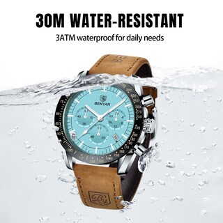 Foto 3 | Foto 3 | Correa De Piel Impermeable Con Cronógrafo Watch By Benyar Para Hombre - Venta Internacional.