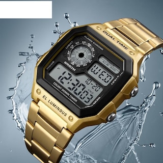 Foto 4 | Foto 4 | Reloj Pasoy Digital Dorado De Acero Inoxidable Impermeable Para Hombre - Venta Internacional.