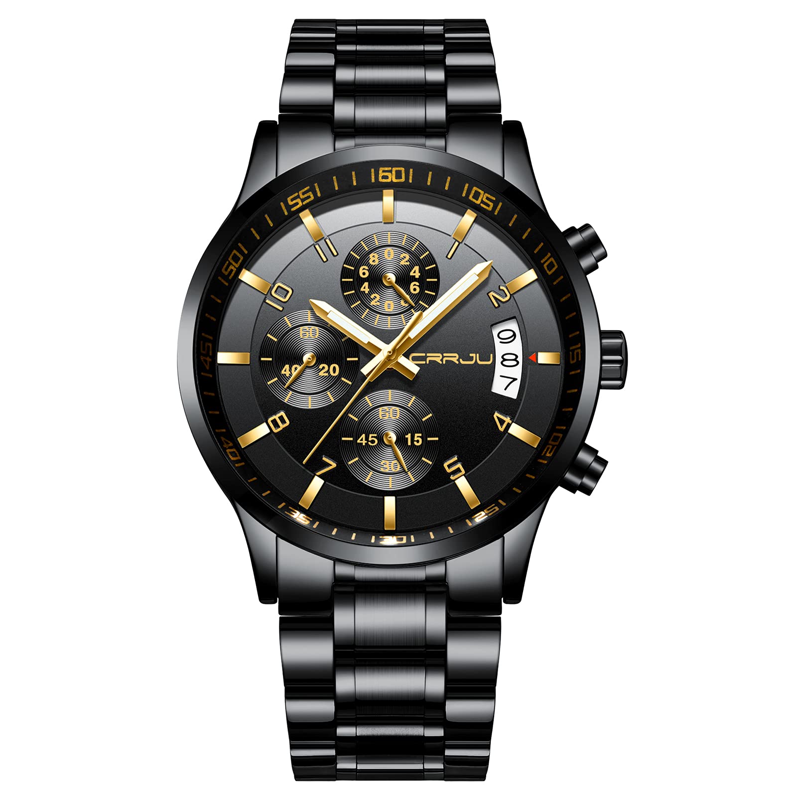 Reloj Crrju Para Hombre, Lujoso, Casual, Impermeable, Negro